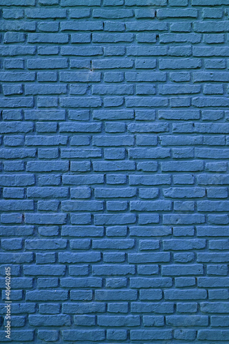 Vertical Image of Cobalt Blue Colored Old Brick Wall for Background  Texture or Banner