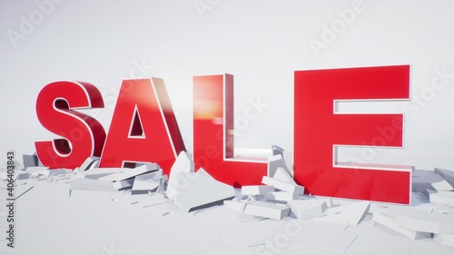 3D SALES Text Animation, Smashing through the ground!  Huge animated impact for any Sales promotional video or social media.

RED text on a white background, 4K High resolution.
