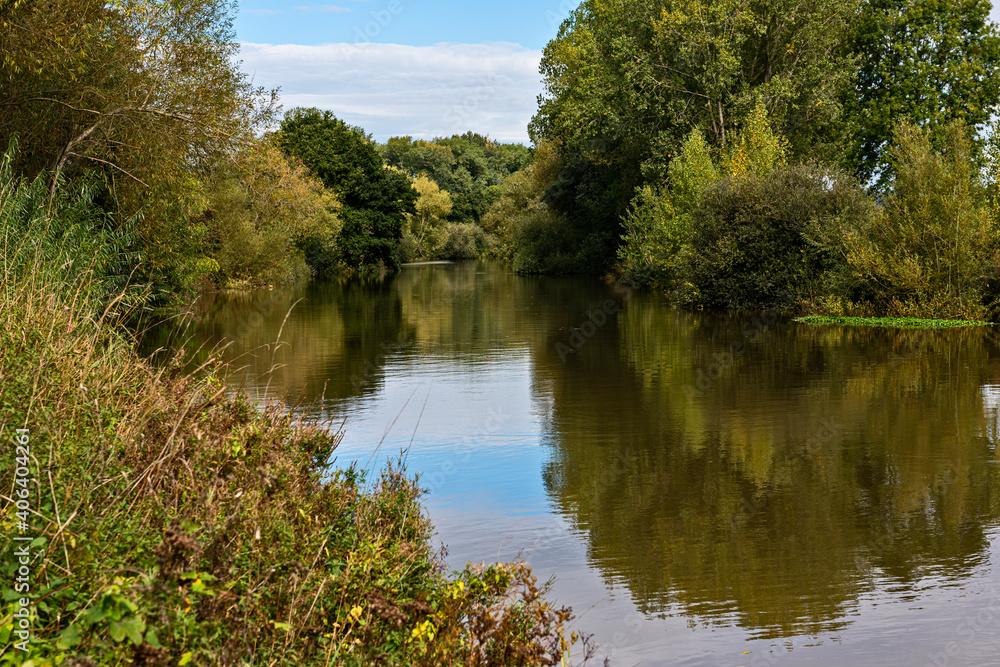 The River Medway near Yalding, Maidstone in Kent, England