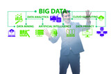 Big data concept with businessman pressing virtual button