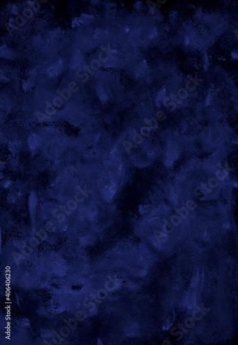 Abstract background hand-painted texture, watercolor, splashes, drops of paint, paint strokes. Dark blue monochrome color.The texture of stone, marble for backgrounds, wallpapers, covers