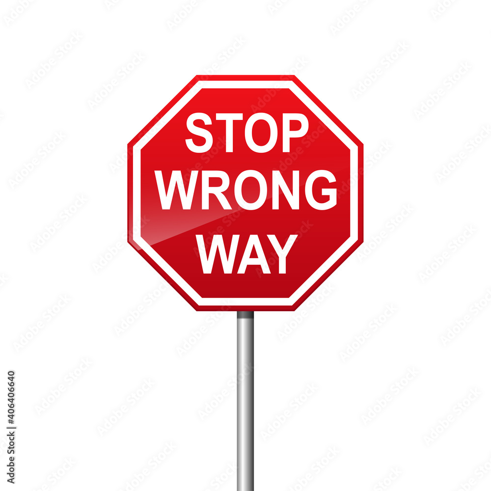 Stop wrong way sign isolated on background vector illustration. Stop wrong way sign isolated on background vector illustration.