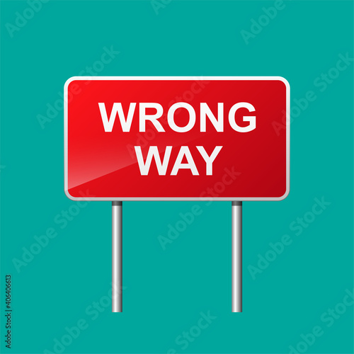 Wrong way sign isolated on background vector illustration.
