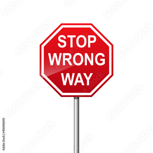 Stop wrong way sign isolated on background vector illustration.