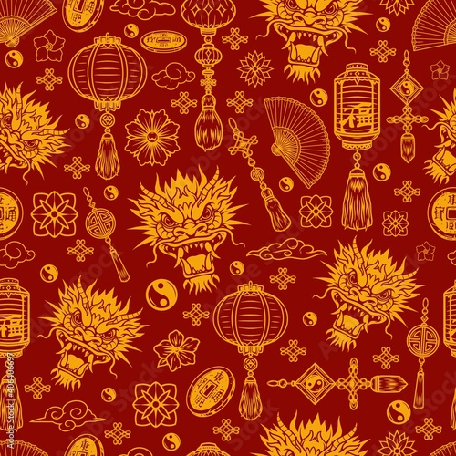 Chinese New Year elements seamless pattern