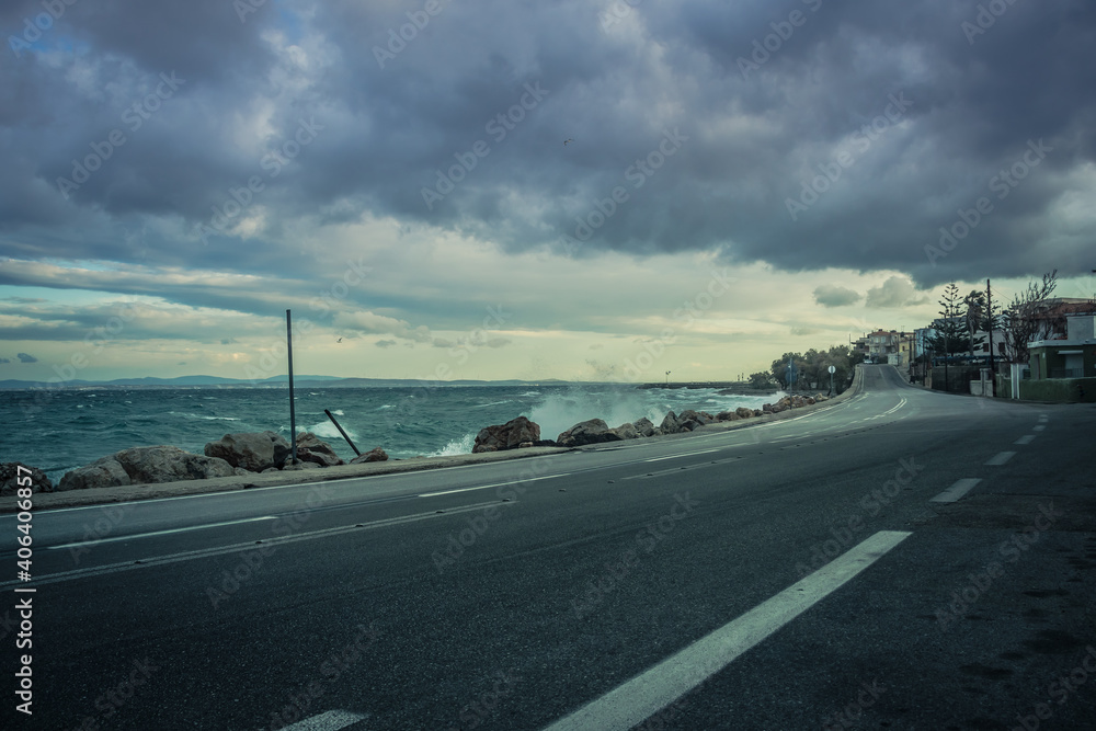 Fototapeta premium Stormy day in Chios Island