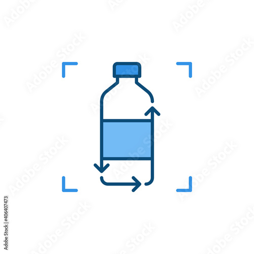 Vector Plastic Bottle Recycling concept blue creative icon or symbol