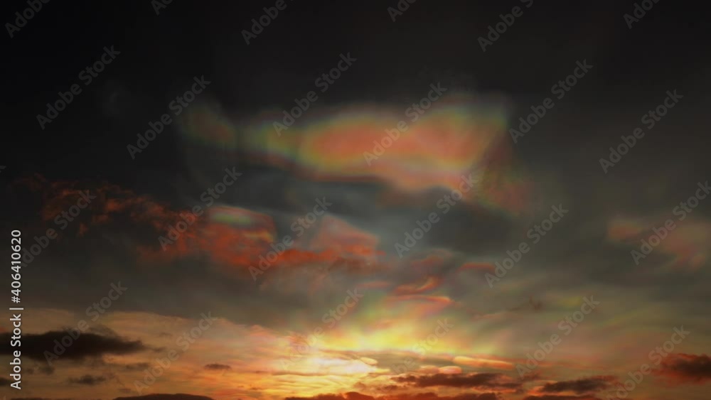 Beautiful colors of nacreous clouds in twilight - Wide Beautiful colors of nacreous clouds in twilight - Wide