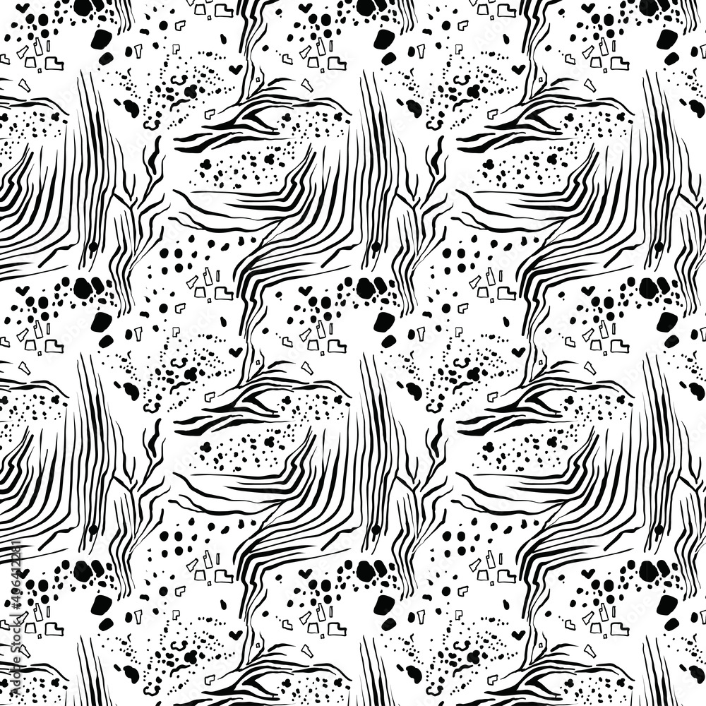 Seamless Hand drawn line art doodle pattern with abstract organic elements vector illustration suitable Fabric and textile printing, Garment print, wrapping paper, Background and cover designs Seamless Hand drawn line art doodle pattern with abstract organic elements vector illustration suitable Fabric and textile printing, Garment print, wrapping paper, Background and cover designs