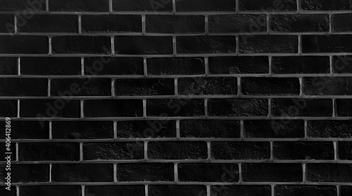 black brick wall texture background. brick work with high relief for interior decoration.
