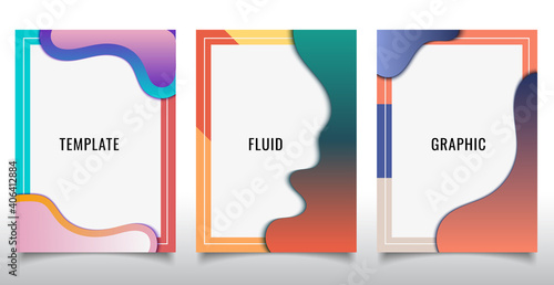 Set of template design of modern cover brochure abstract liquid flowing shapes elements on white background.