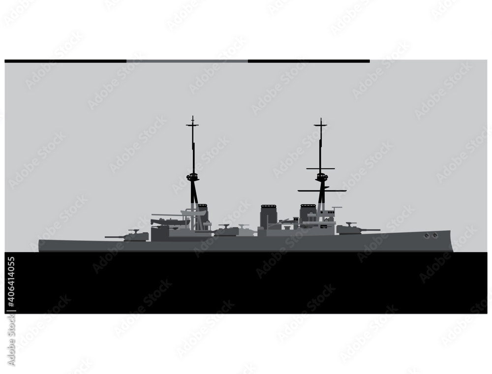 HMS Invincible. Royal navy battlecruiser. Vector image for illustrations and infographics.
