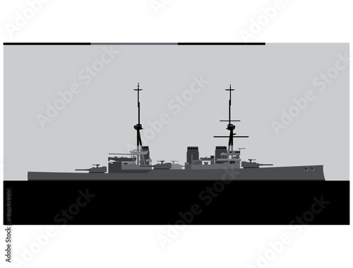 HMS Invincible. Royal navy battlecruiser. Vector image for illustrations and infographics.