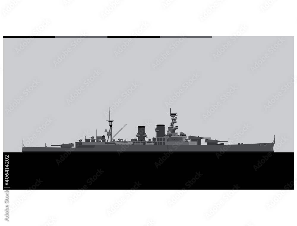 HMS Renown. Royal navy battlecruiser. Vector image for illustrations and infographics.