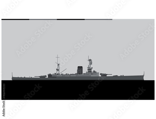 HMS Courageous. Royal navy battlecruiser. Vector image for illustrations and infographics.