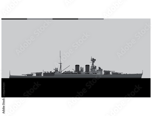 HMS Hood. Royal navy battlecruiser. Vector image for illustrations and infographics.