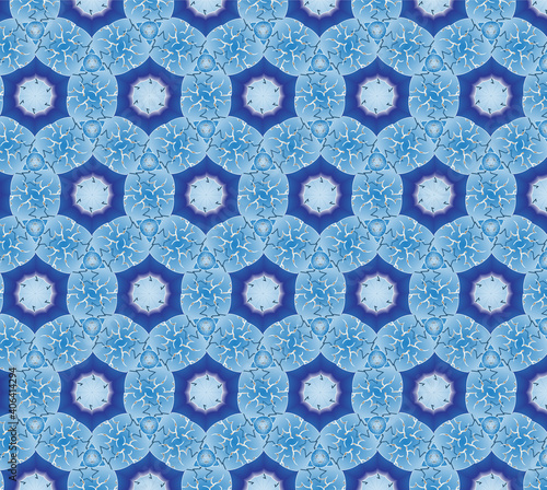 Pattern volumetric image on a blue background hexagon dark blue