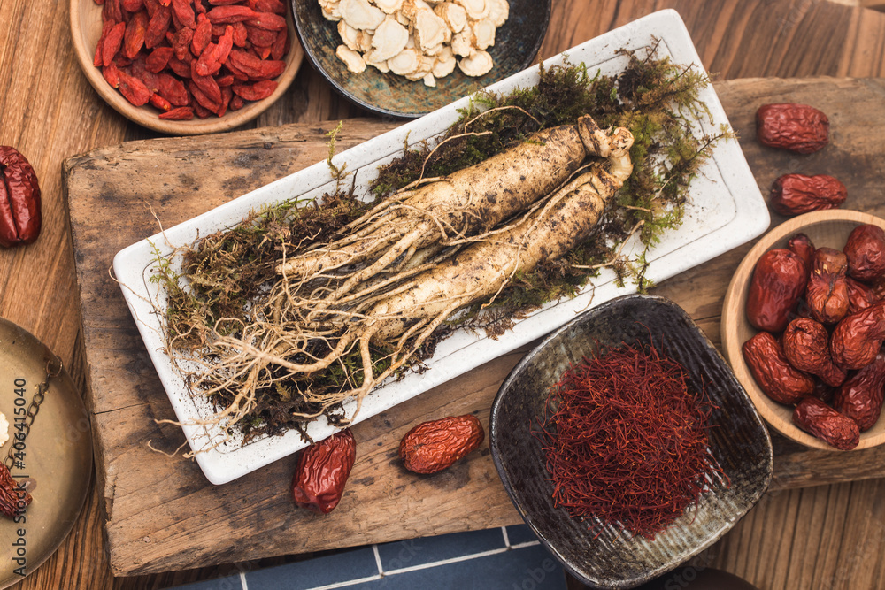 Korean Herbal Medicine Fresh Ginseng Stock Photo Adobe Stock
