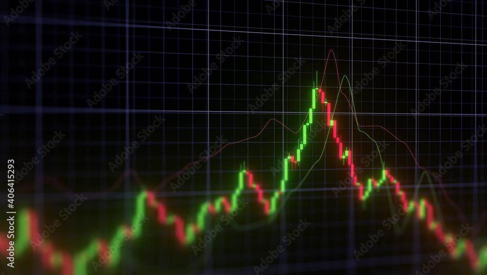 Business investment finance analysis data statistics digital stock market exchange forex trading graph chart financial candlestick indicator screen board abstract graphic design background. 3d render. Business investment finance analysis data statistics digital stock market exchange forex trading graph chart financial candlestick indicator screen board abstract graphic design background. 3d render.