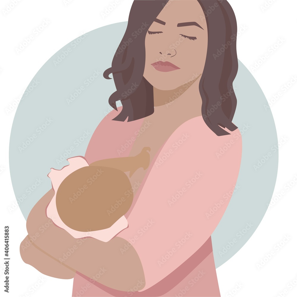 Mother with little baby pastel cute Mother with little baby pastel cute