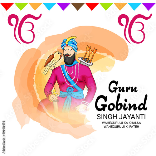 Vector illustration of a Background for Happy Guru Gobind Singh Jayanti festival for Sikh Celebration.