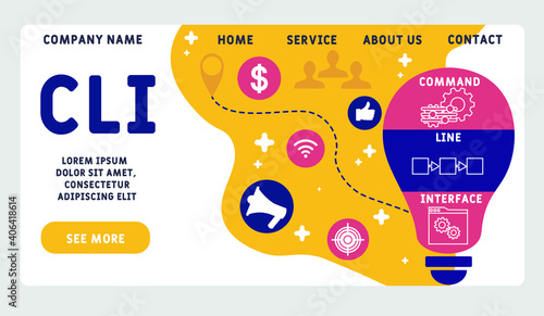 Vector website design template . CLI - Command Line Interface acronym. business concept background. illustration for website banner, marketing materials, business presentation, online advertising. 