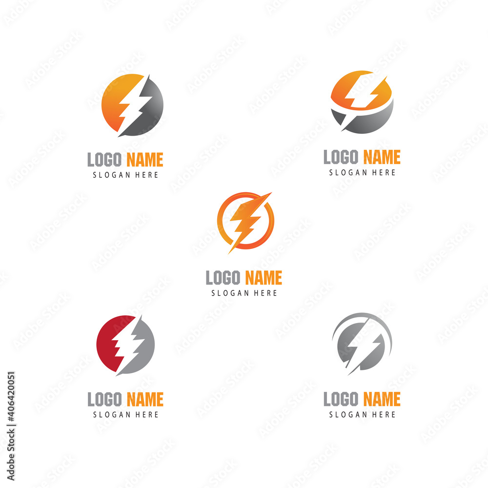 Set Lightning Logo Template vector symbol Set Lightning Logo Template vector symbol