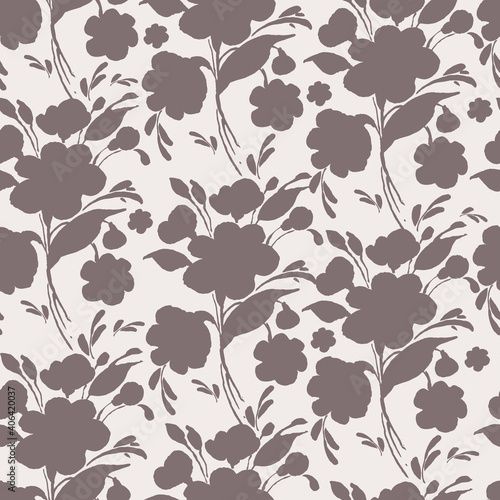  Abstract floral seamless pattern spring flowers drawn by paints on paper