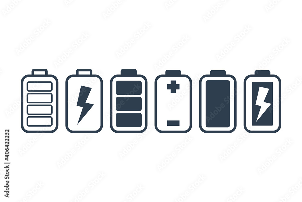 Battery. Simple icon set. Flat style element for graphic design. Vector EPS10 illustration. Battery. Simple icon set. Flat style element for graphic design. Vector EPS10 illustration.