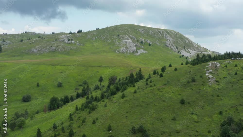 Jadovnik mountain peak, Serbia nature landscape, aerial view over mountainside Jadovnik mountain peak, Serbia nature landscape, aerial view over mountainside