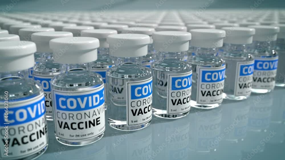 Covid-19 vaccine bottles looping 3D animation Covid-19 vaccine bottles looping 3D animation