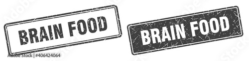 brain food stamp set. brain food square grunge sign