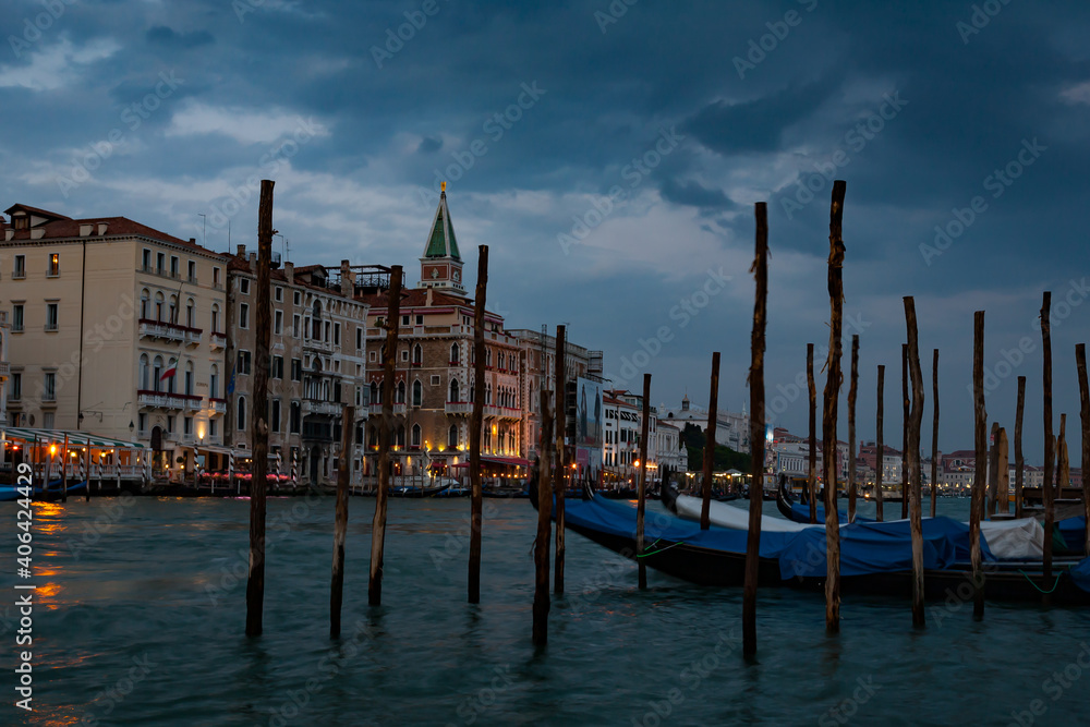 Evening dusk at Canal Grande in Venice, Italy