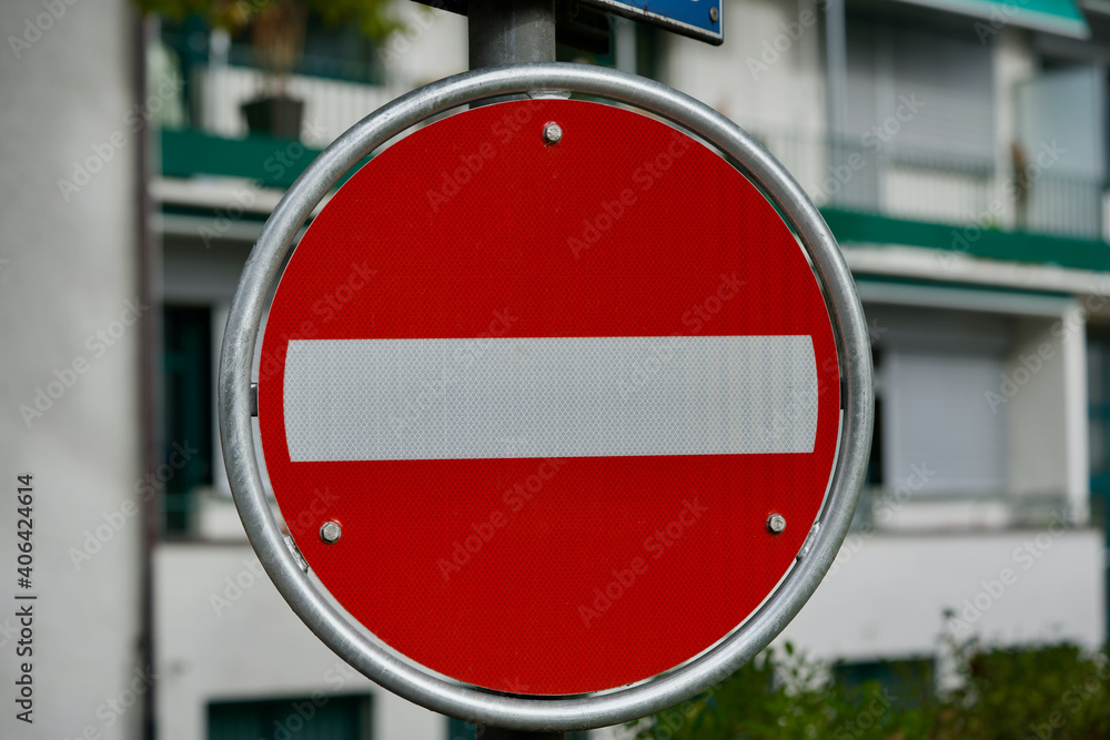 Traffic sign one way street.