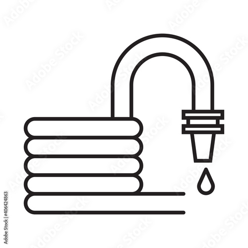 Garden Hose or Firehose Icon in Line Art