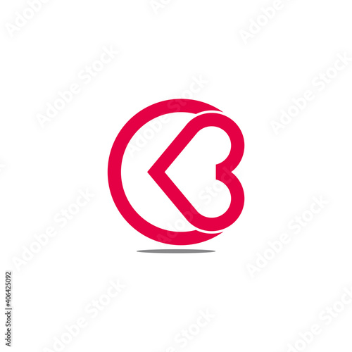 abstract letter cb love heart care symbol logo vector