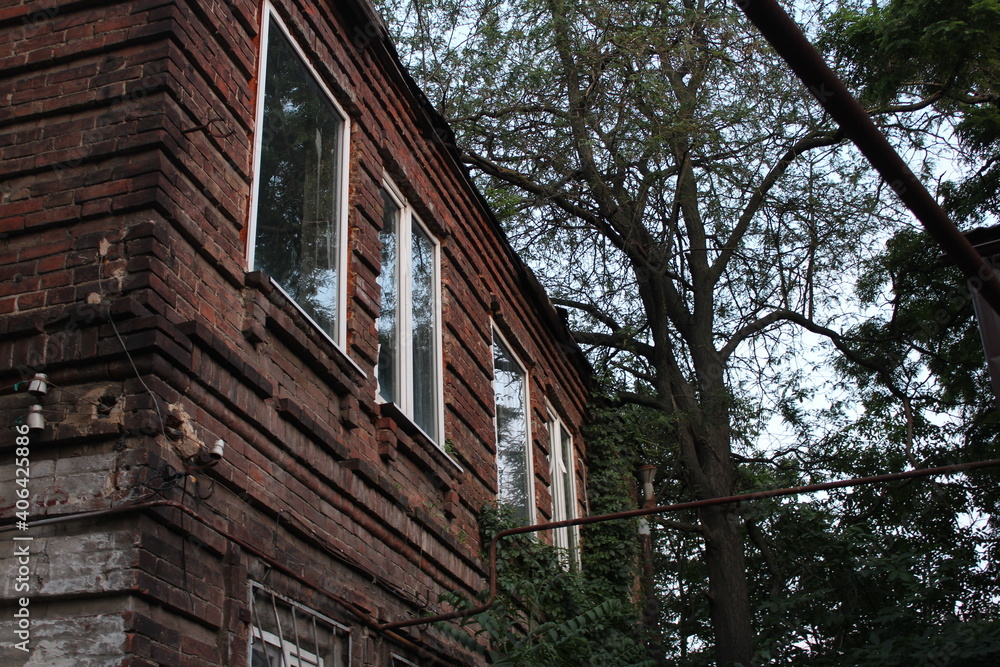 brick house with windows