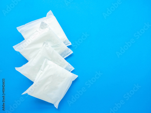 Unopened wrap of sanitary napkins Used to prevent menstruation in women. The wrap was placed in layers.