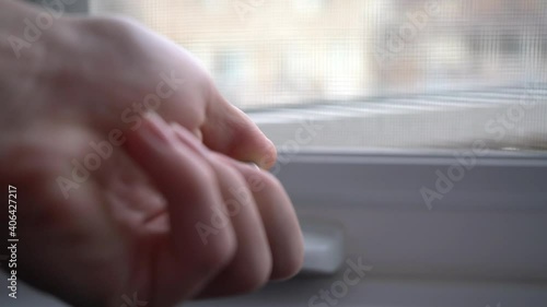 Hand opening window with window crank photo