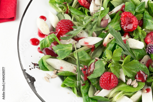 Asparagus salad with sweet raspberry vinaigrette series image 02 photo