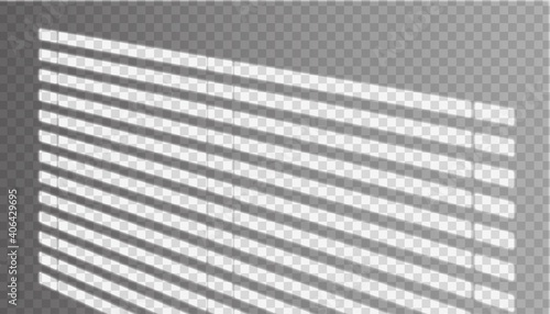 Vector realistic window shadow with jalousie on the wall in transparent background.