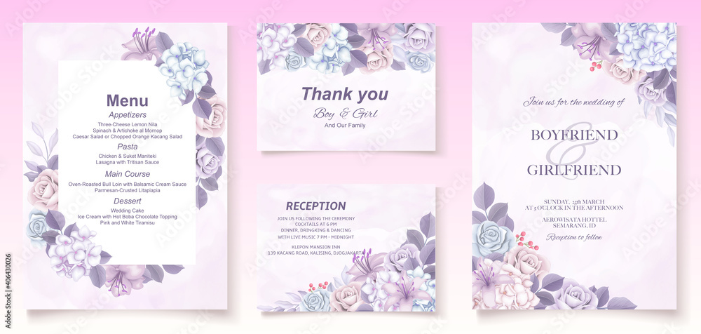 Fototapeta premium Elegant floral template wedding card
