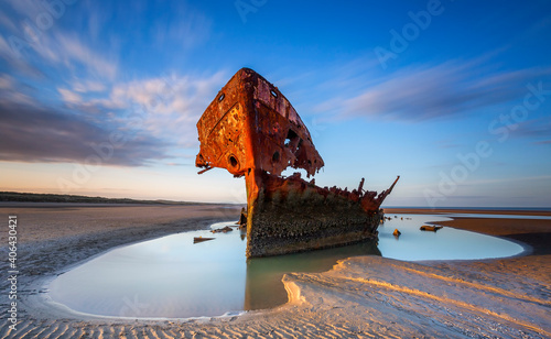 Canvas Print Shipwrecked off the coast of Ireland, An shipwreck or abandoned shipwreck,,boat