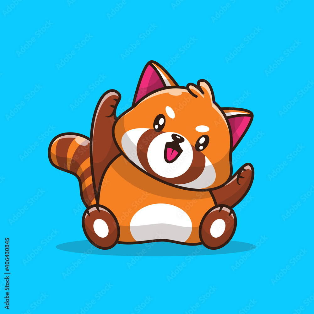 Cute Red Panda Standing Cartoon Icon Illustration 8288741 Vector Art At
