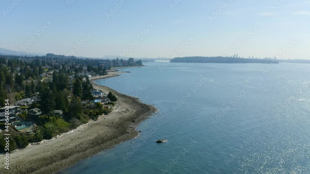 West Vancouver drone over water on the beach. West Vancouver drone over water on the beach.