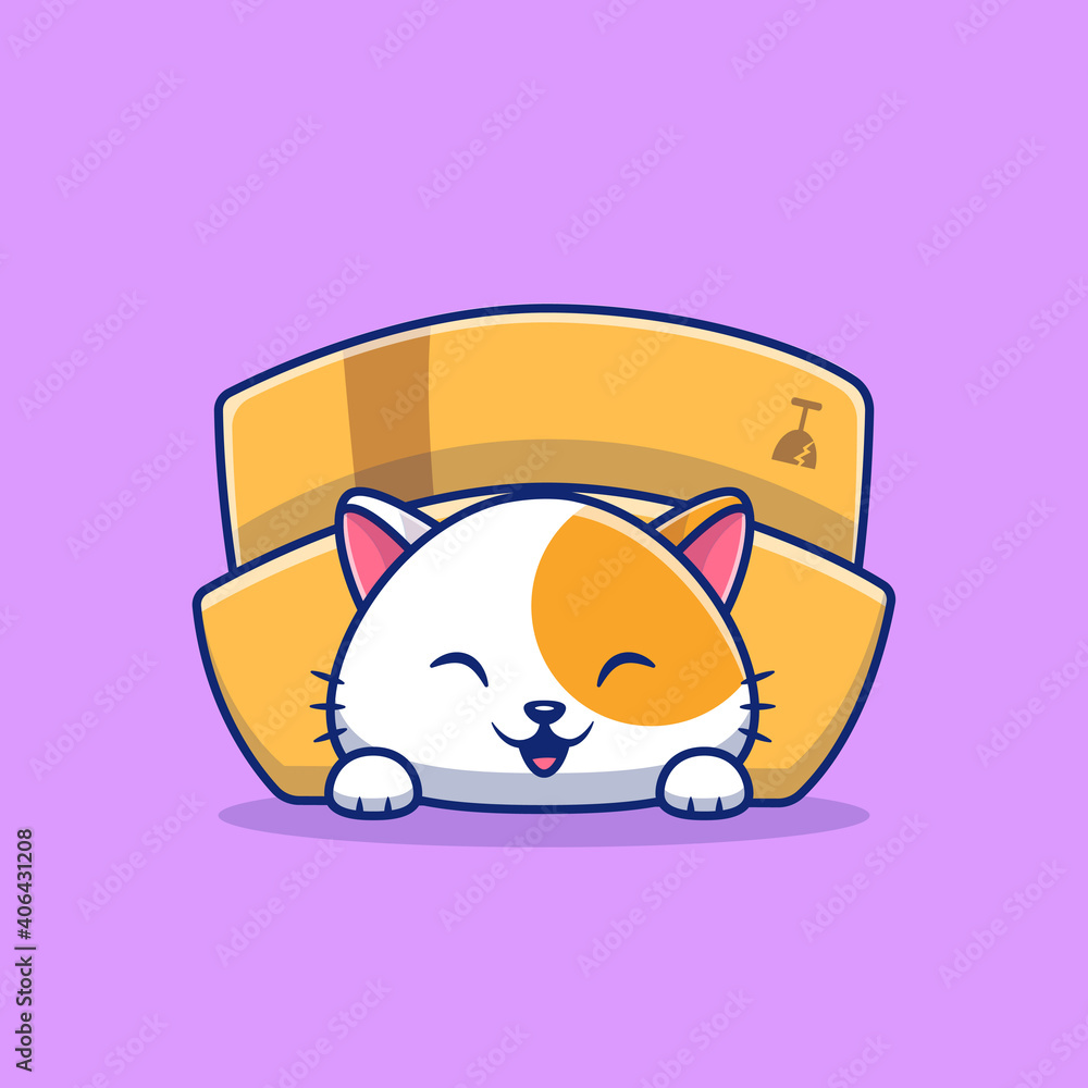 Cute Cat Playing On Pillow Cartoon Vector Icon Illustration