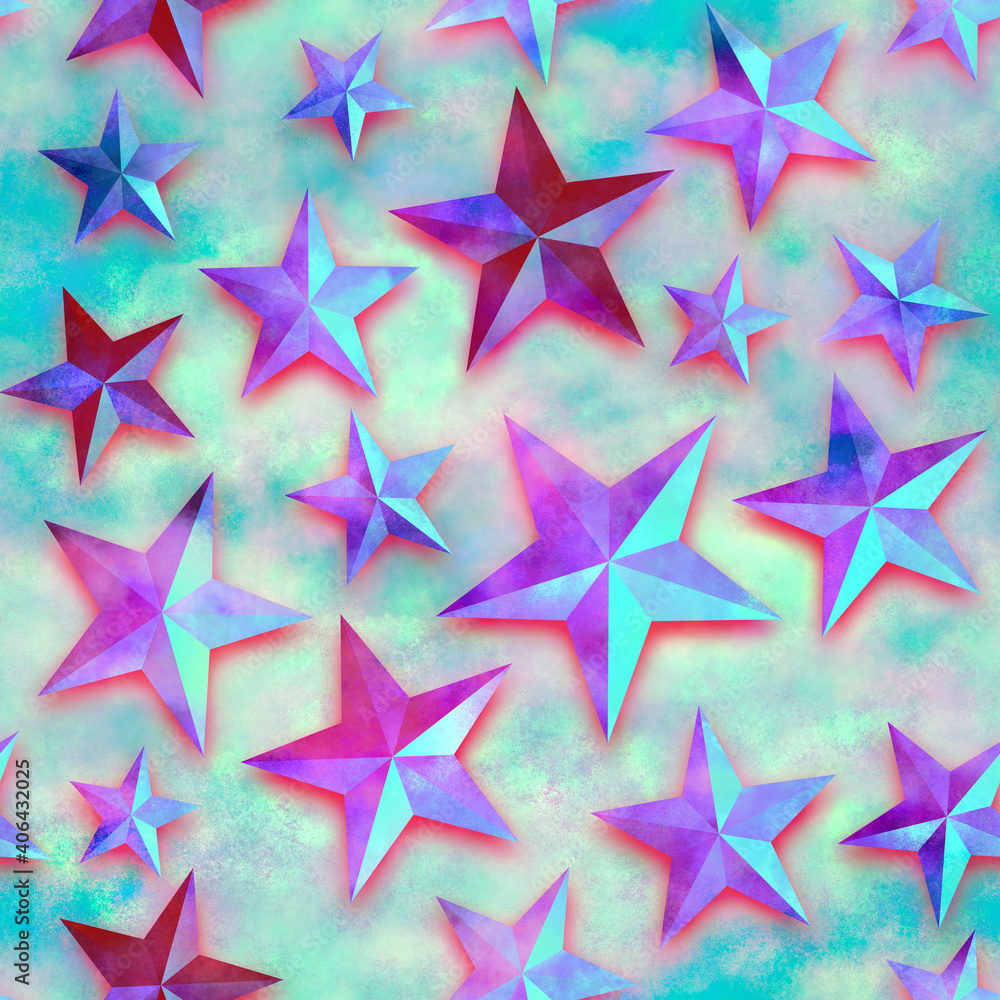 Seamless star pattern, star on a pink background. 3D render, illustration. Festive abstract concept. New year, christmas, textiles, paper Seamless star pattern, star on a pink background. 3D render, illustration. Festive abstract concept. New year, christmas, textiles, paper
