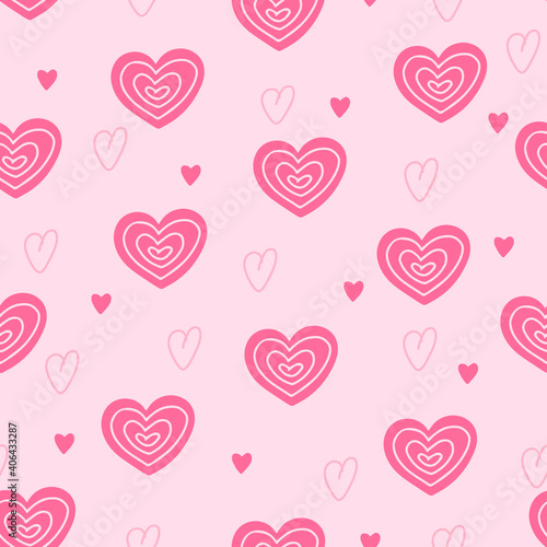 Cute pink pattern with heart. Perfect for wrapping, textile, fabric. Vector