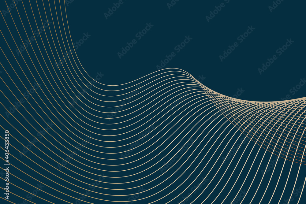 Fantastic illustration with wavy shapes in yellow and blue colors