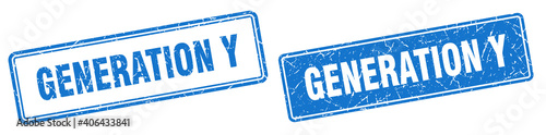 generation y stamp set. generation y square grunge sign